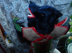 folk art bear puppet side